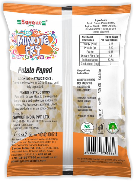 Savour Minute Fry Potato Papad