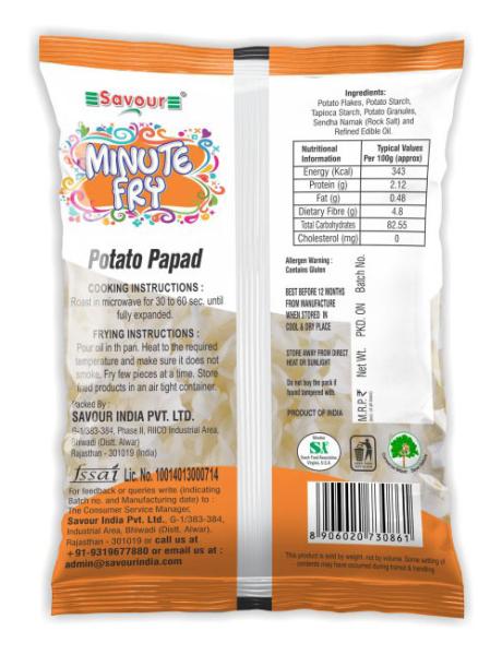 Savour Minute Fry Potato Papad